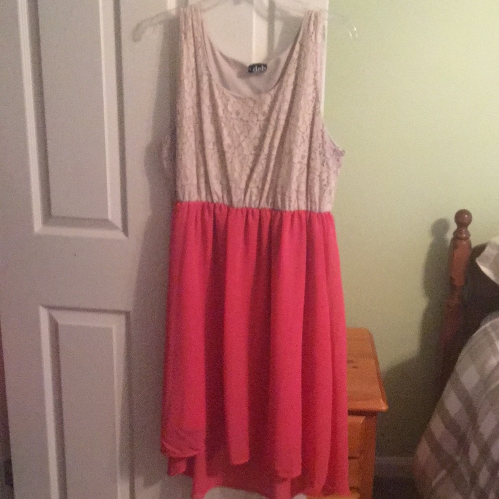 Cream & Pink high-low dress